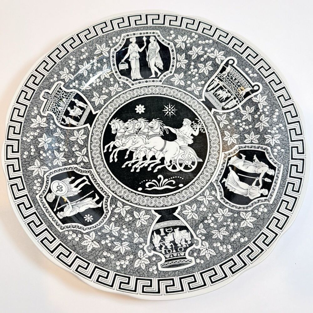 THE SPODE ARCHIVE COLLECTION 'GREEK' 1806 England  10.5" VTG blk/white/gray
